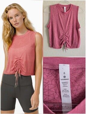 Lululemon Cinch Me Up Front Tank Top Size 6 Cherry tint